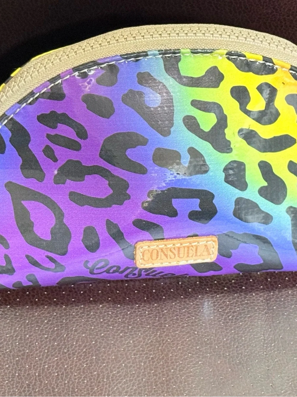 Consuela Semi Multi Color Leopard Cosmetic Case